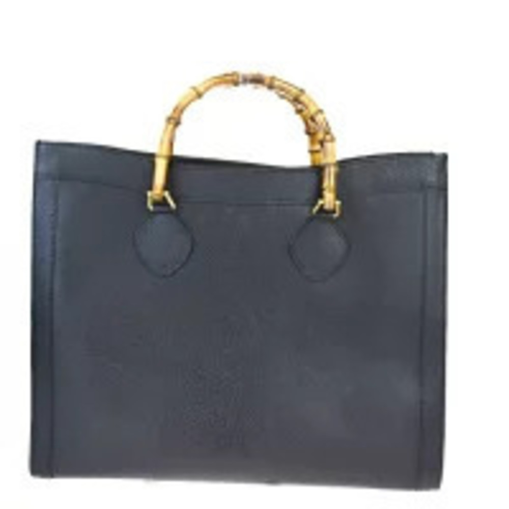 Gucci Bamboo Handbag Black Leather